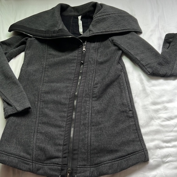 Lululemon Dark Grey Asymmetrical Zipper Coat - Picture 2 of 5